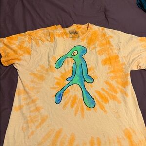 Tie-Dye Graphic Tee with Green Blue Character